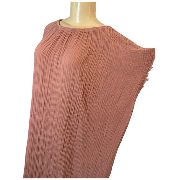 9seed Caftan Featuring On Seam Pockets Raw Edges Gauze Maxi Cotton Dress - Picture 3 of 8